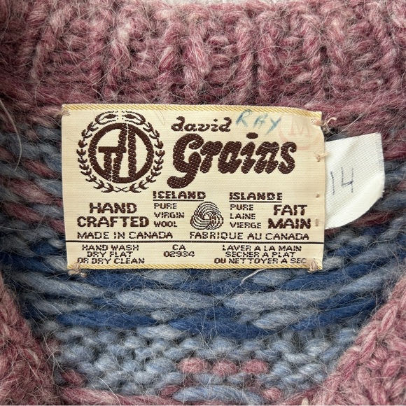 David Grains VTG Sweater Large? Cardigan Wool Icelandic Lopi Nordic Fair Isle - Picture 8 of 11